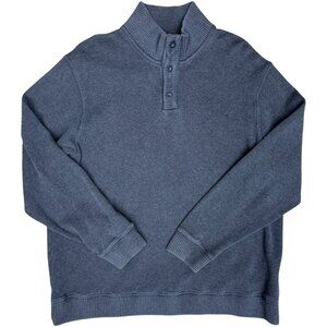 Men's‎ EDDIE BAUER Fisherman Knit Henley Pullover Cotton Navy Sweater- Size L